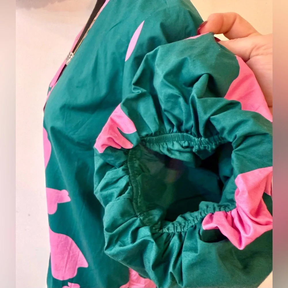 Tuckernuck Hyacinth House Arem Caftan Hunter Green and Pink Floral Size XS - Picture 7 of 13